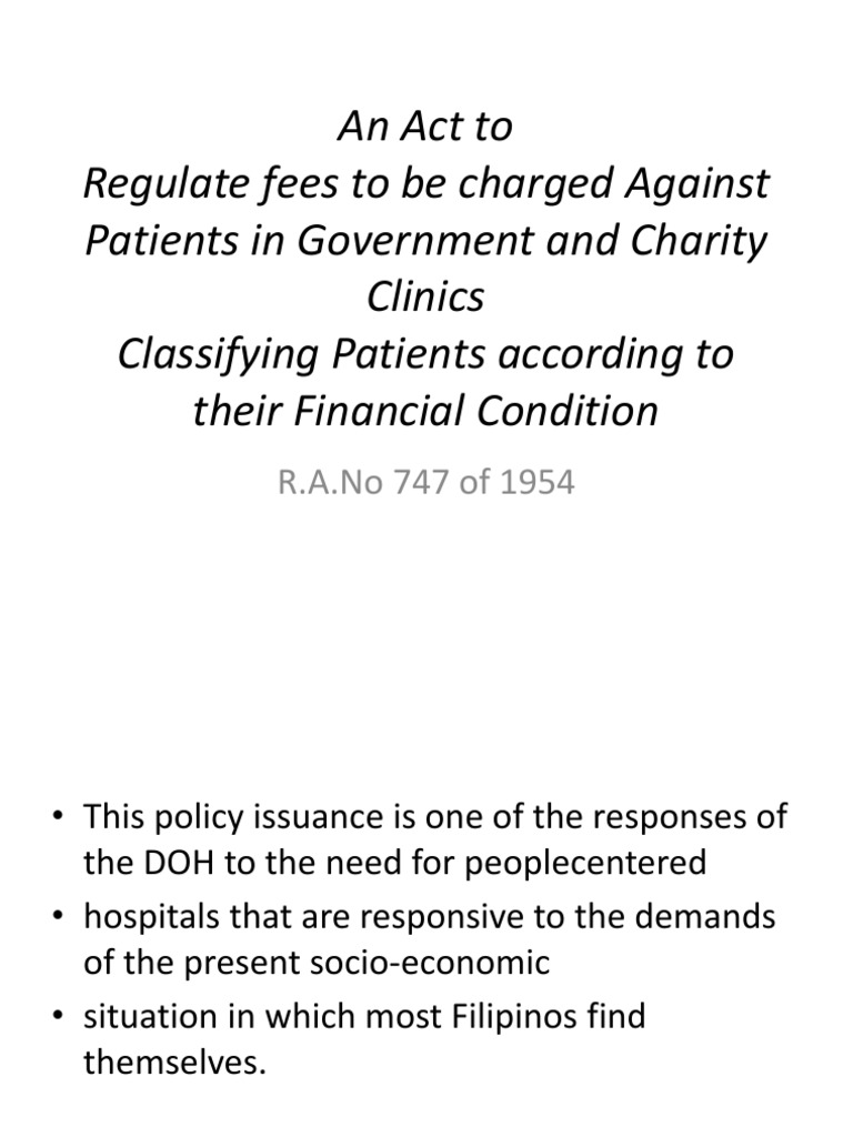 Ra 747 | PDF | Hospital | Poverty
