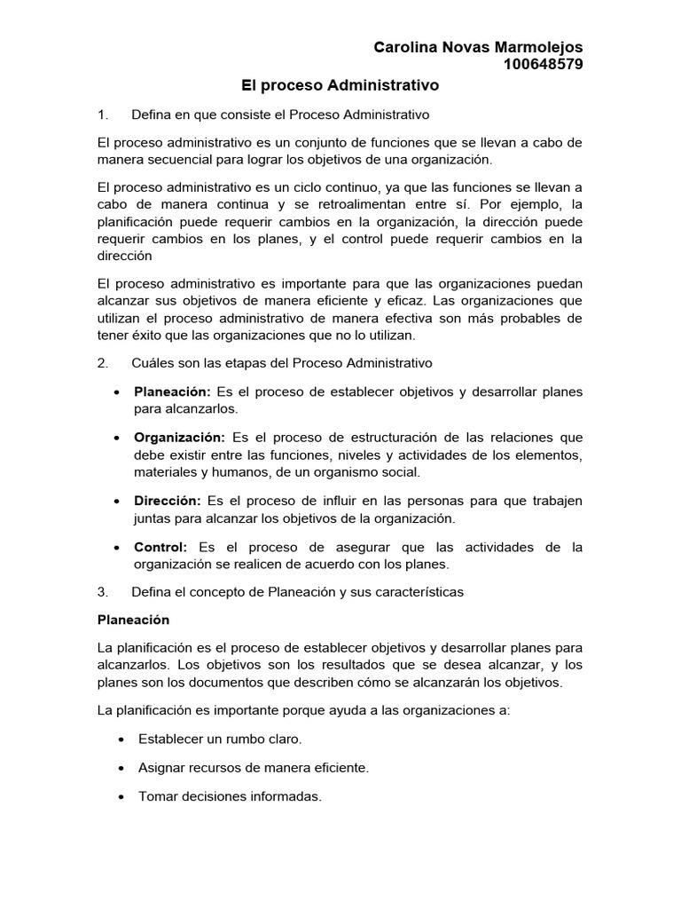 Etapas del Proceso Administrativo | PDF | Crecimiento personal y ...