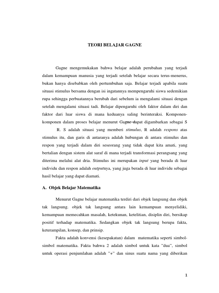Modul Matematika Teori Belajar Gagne Pdf