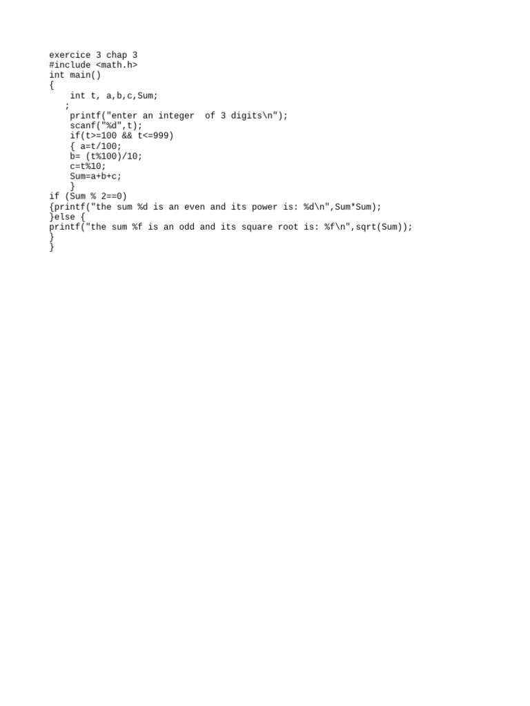 C Program for 3-Digit Sum Calculation | PDF | Teaching Methods & Materials