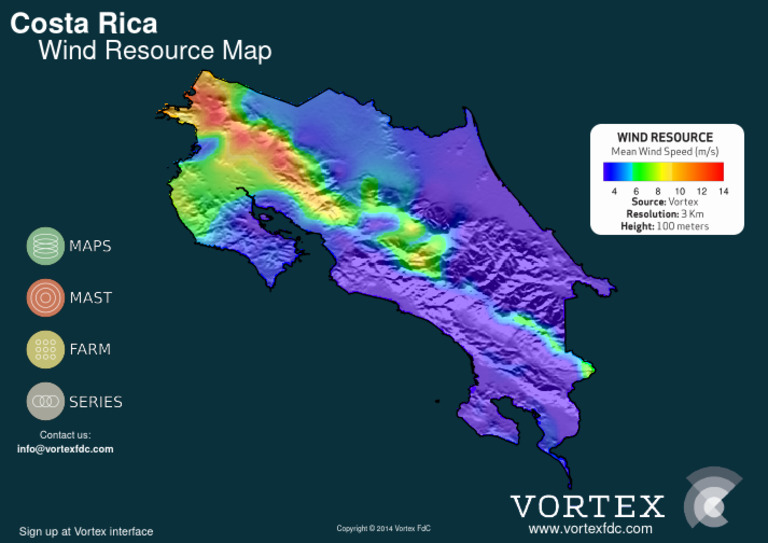 Vortex 3km Costarica Wind Map Resource | PDF