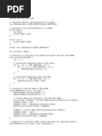 Depth First and Breadth First Traversal of Graphs Represented Using Adjacency