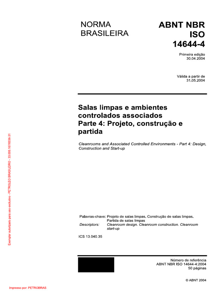 Abnt NBR Iso 14644-4 - 2004 | PDF