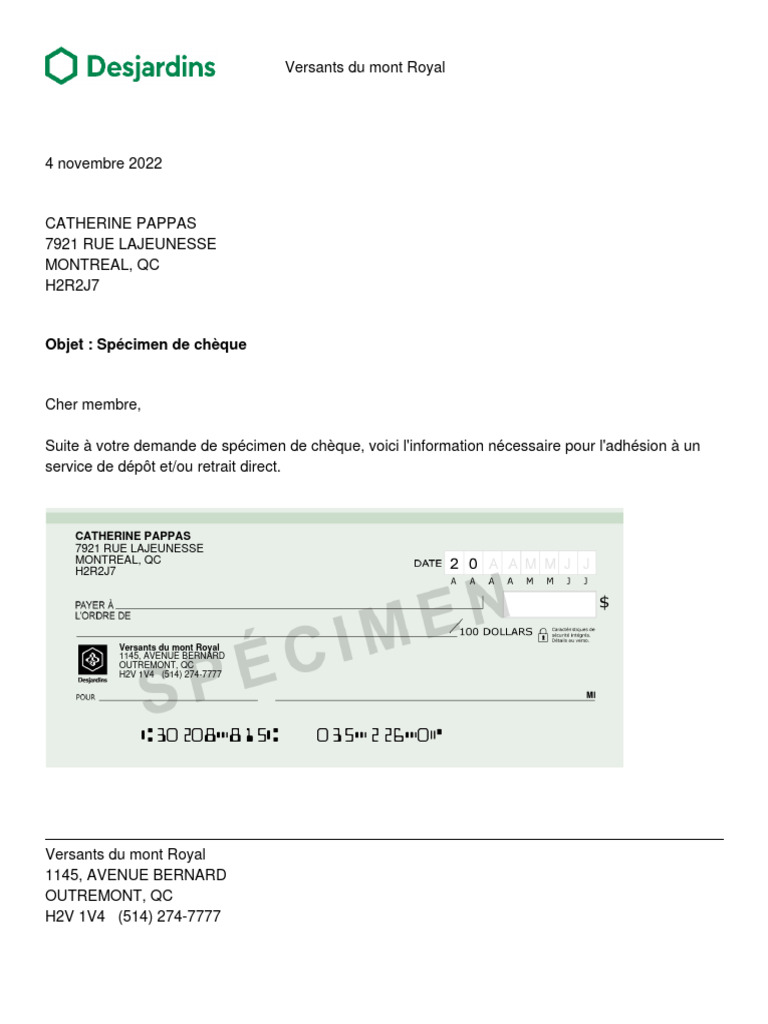 Specimen Cheque PDF