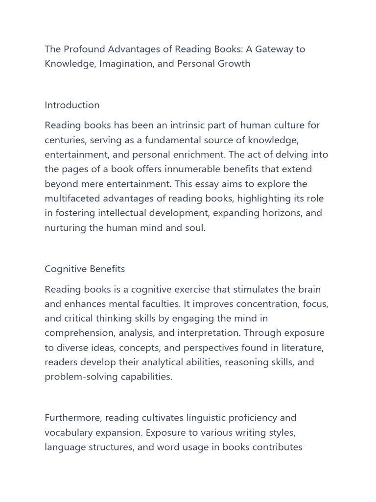 The Profound Advantages of Reading Books | PDF | Empathy | Knowledge