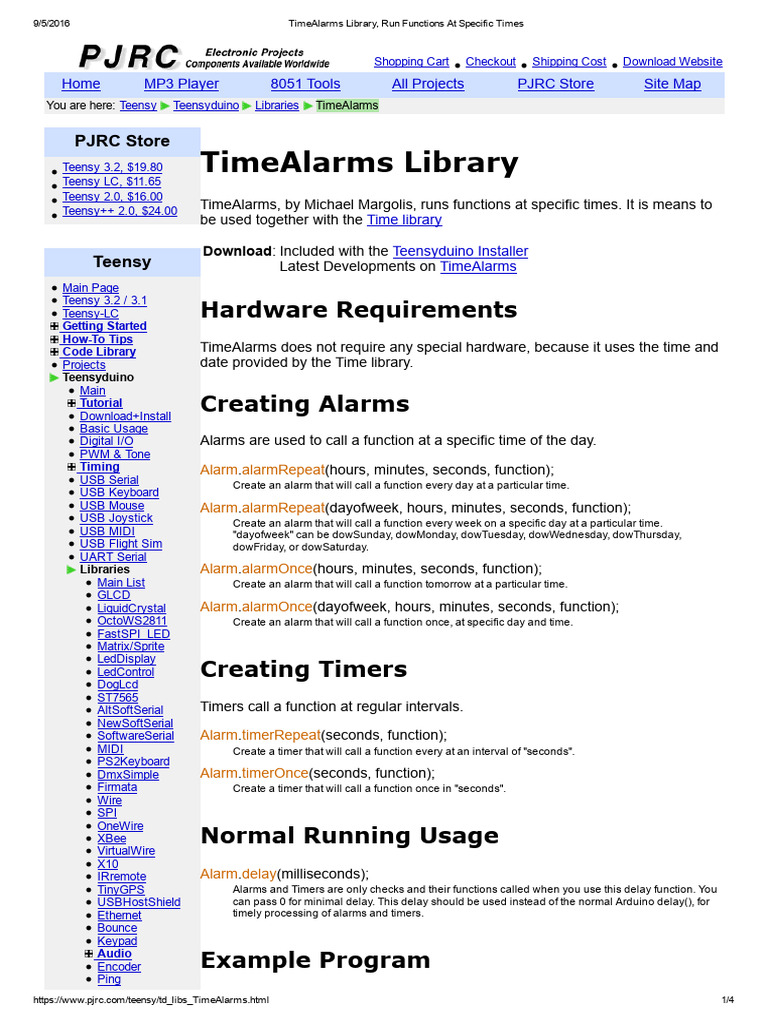 TimeAlarms Library Guide | PDF | Computing | Electrical Engineering