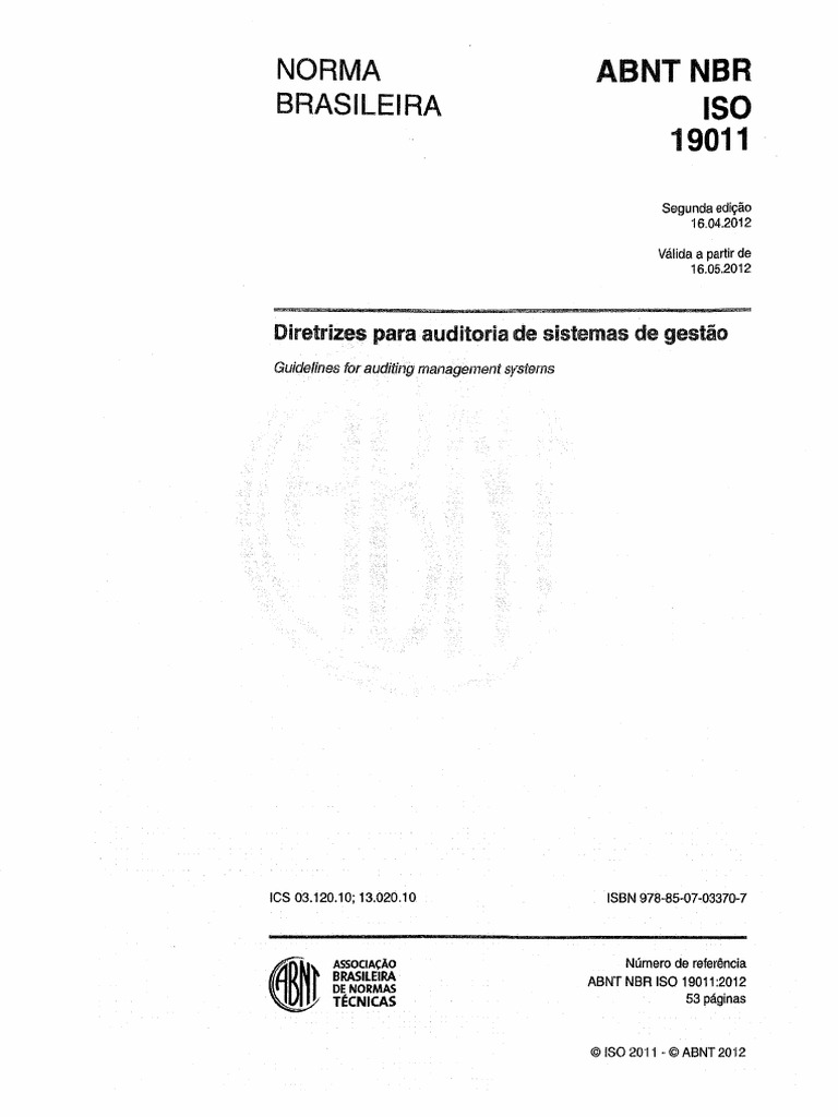 Abnt NBR Iso 19011-2012 | PDF