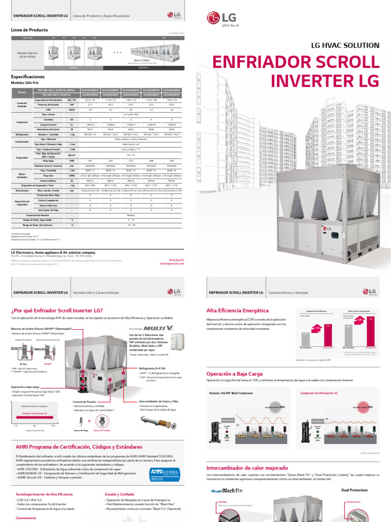 Enfriadores Scroll Inverter LG 351x2 | PDF