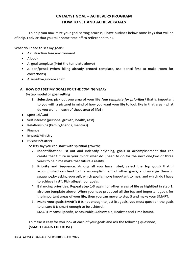Goal Setting for Achievers Guide | PDF | Goal | Prayer