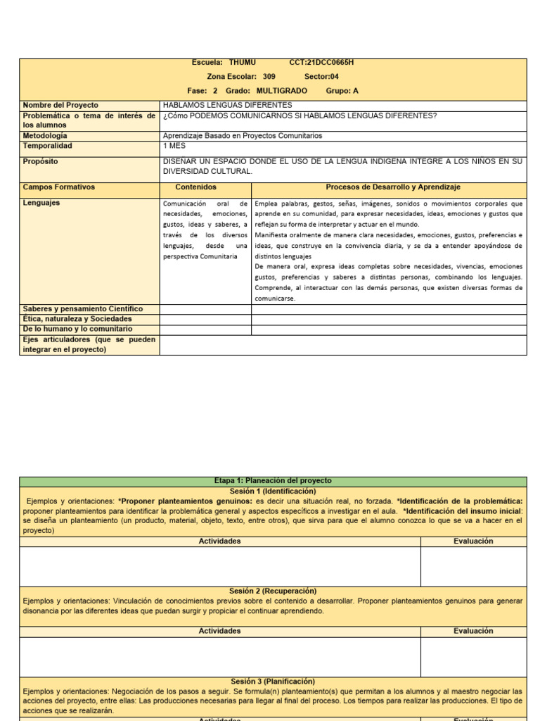 Formato 2 Planeacion Proyectos Comunitarios ABP | PDF | Crecimiento ...