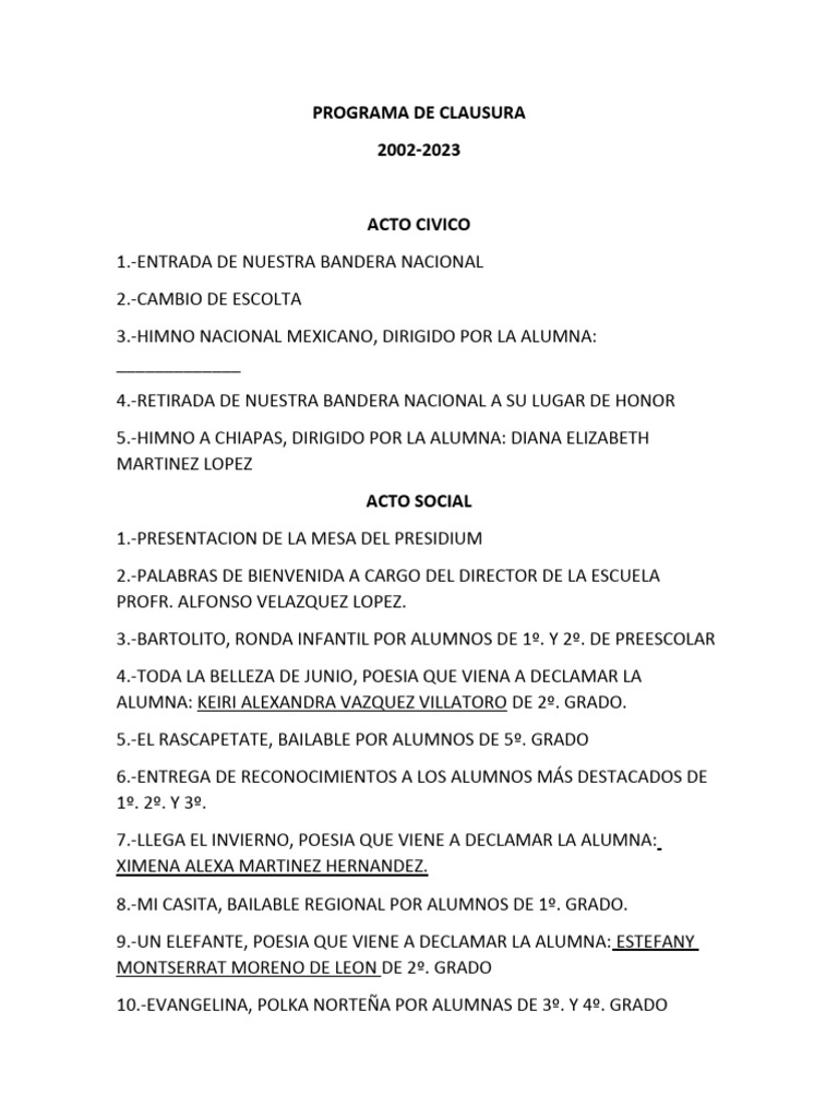 Clausura Sexto Grado 2002-2023 | PDF | Ciencias sociales | Estudios de