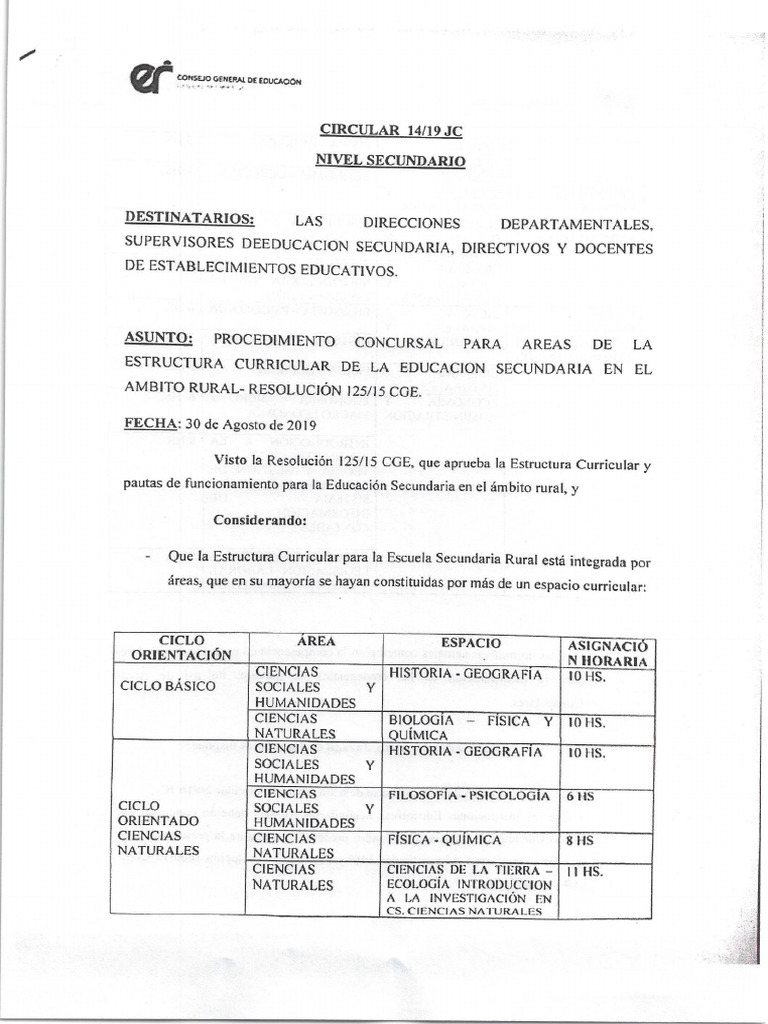 Circular - 14 JC Secundario | PDF