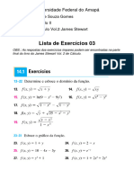 Lista de Exercicios 03 - Funcoes de Varias Variaveis