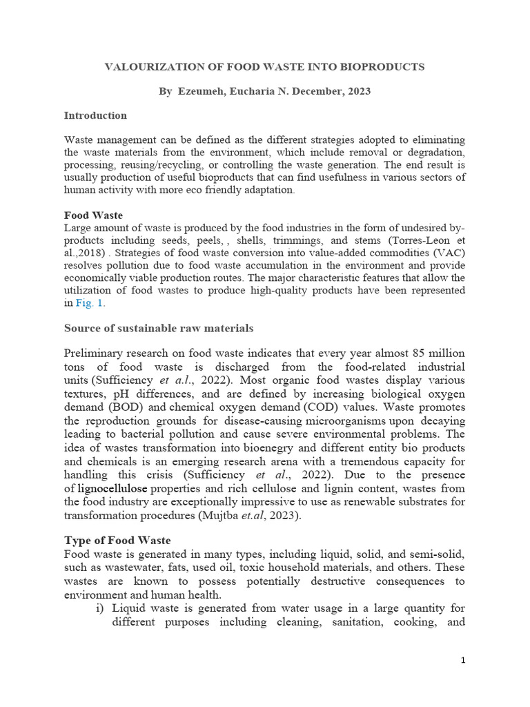 Valorization of Food Waste for Bioproducts | PDF | Biogas | Anaerobic ...
