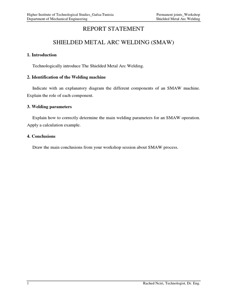 Permanent Joints Report Statement Download Free PDF Construction Welding