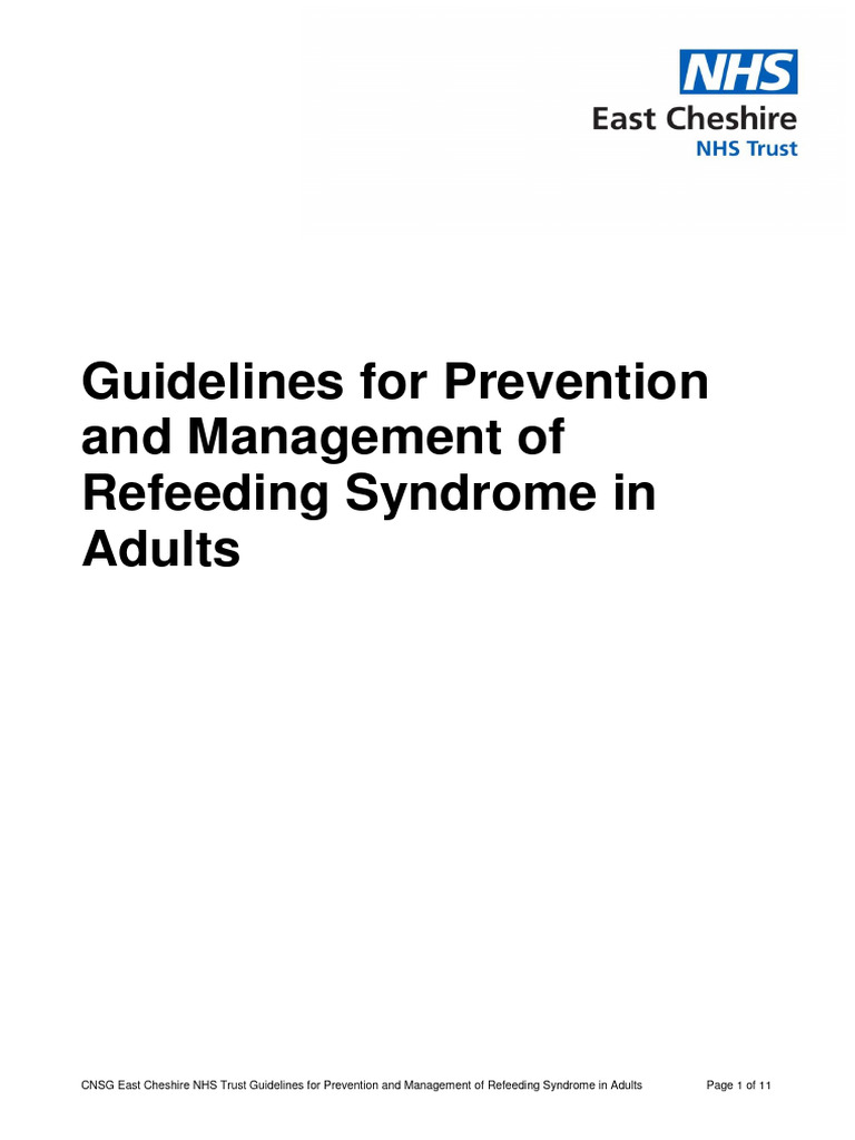 Refeeding Syndrome Management Guidelines | PDF | Medicine | Diseases ...