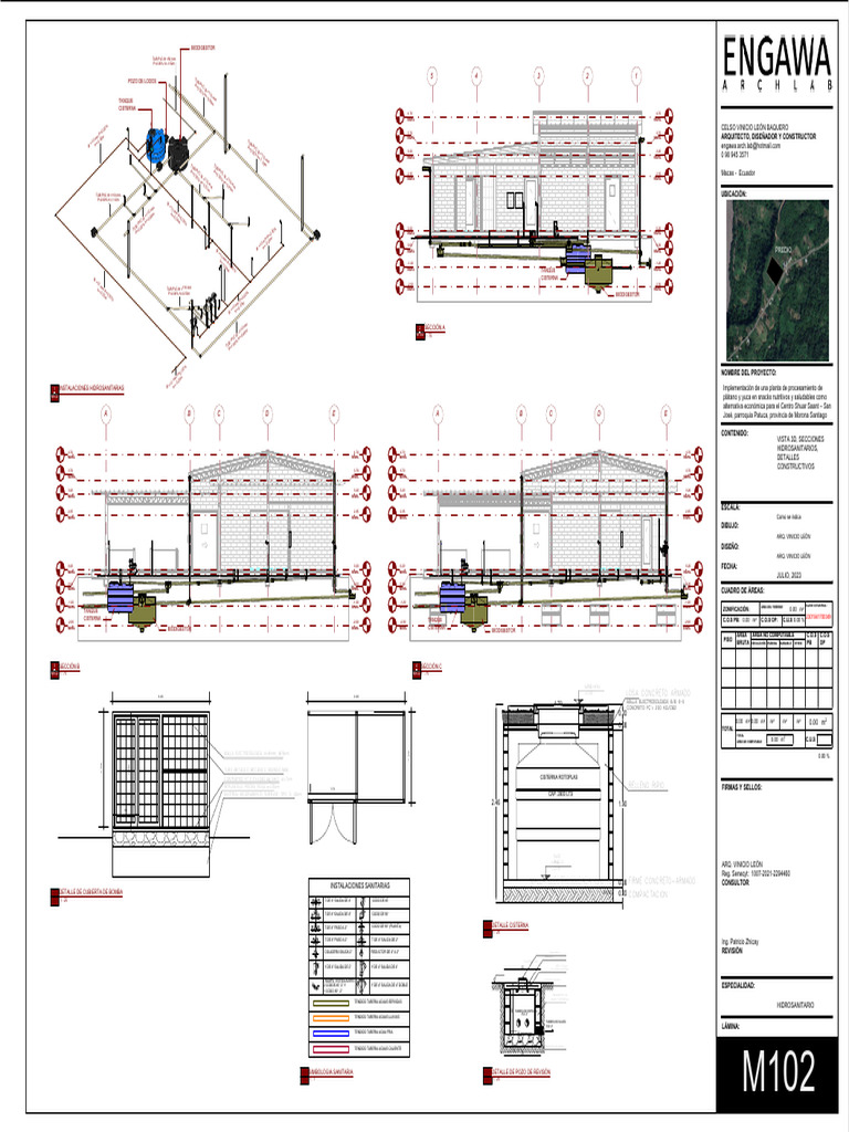 PLANTA DE PROCESAMIENTO - Plano - M102 - VISTA 3D, SECCIONES ...