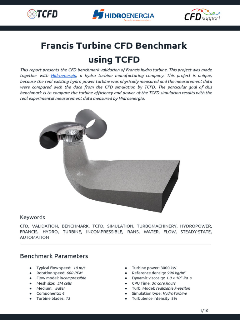 Francis Turbine CFD Benchmark Report | PDF | Mechanical Engineering ...