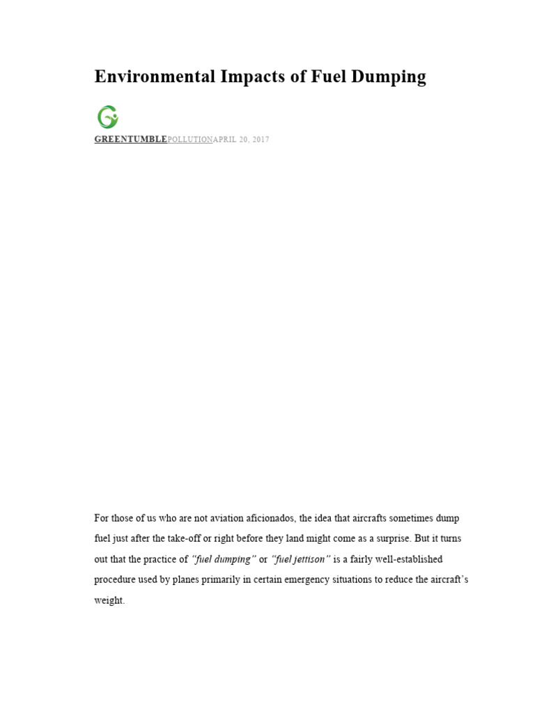 Environmental Impacts of Fuel Dumping PDF