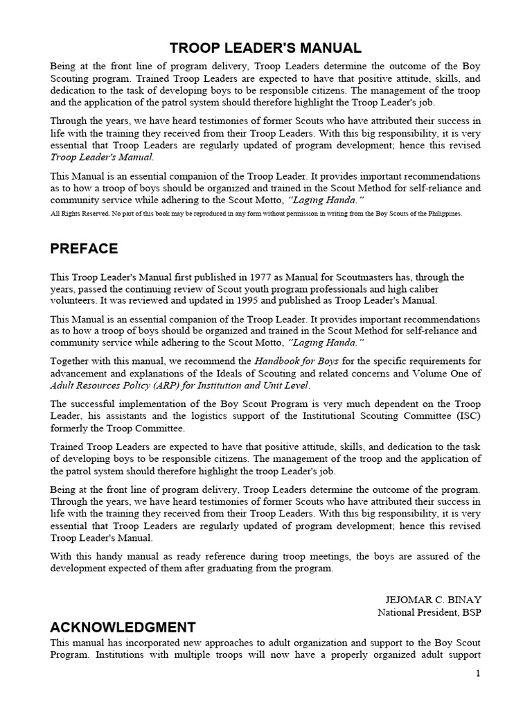 Troop Leaders Manual | PDF | Scouting | Youth Organizations