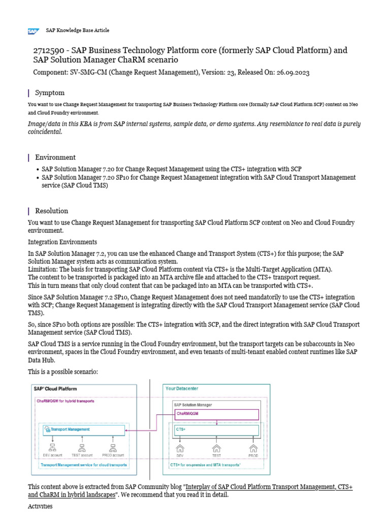 SAP Cloud TMS and ChaRM Integration Guide | PDF | Business | Technology ...