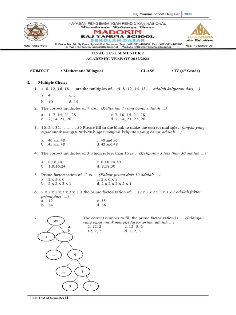 Math Bilingual (4TH Grade) | PDF