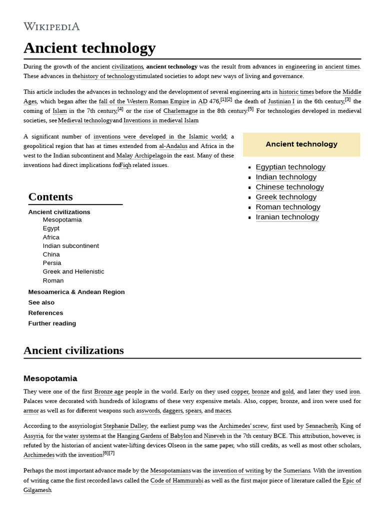 02 Ancient Technology Pdf Mesopotamia