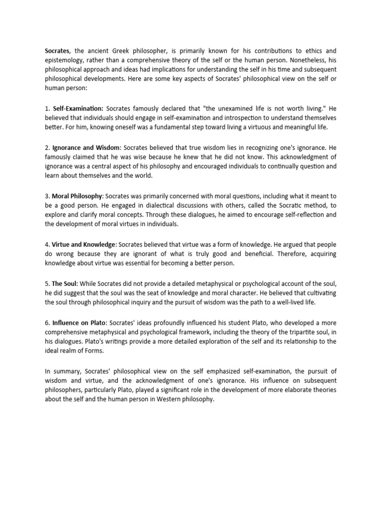 Philosophers' View On 'Self' or 'Human Person' | PDF | Immanuel Kant ...