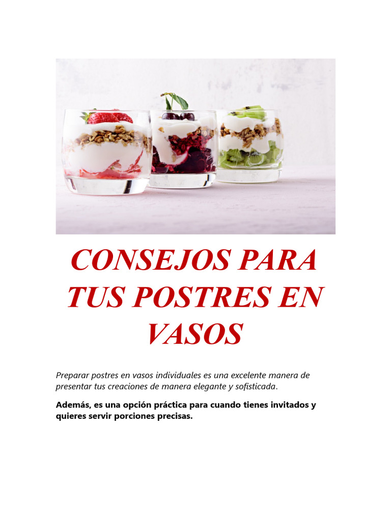 Consejos para Tus Postres en Vaso | PDF | Cocina, comidas y vino