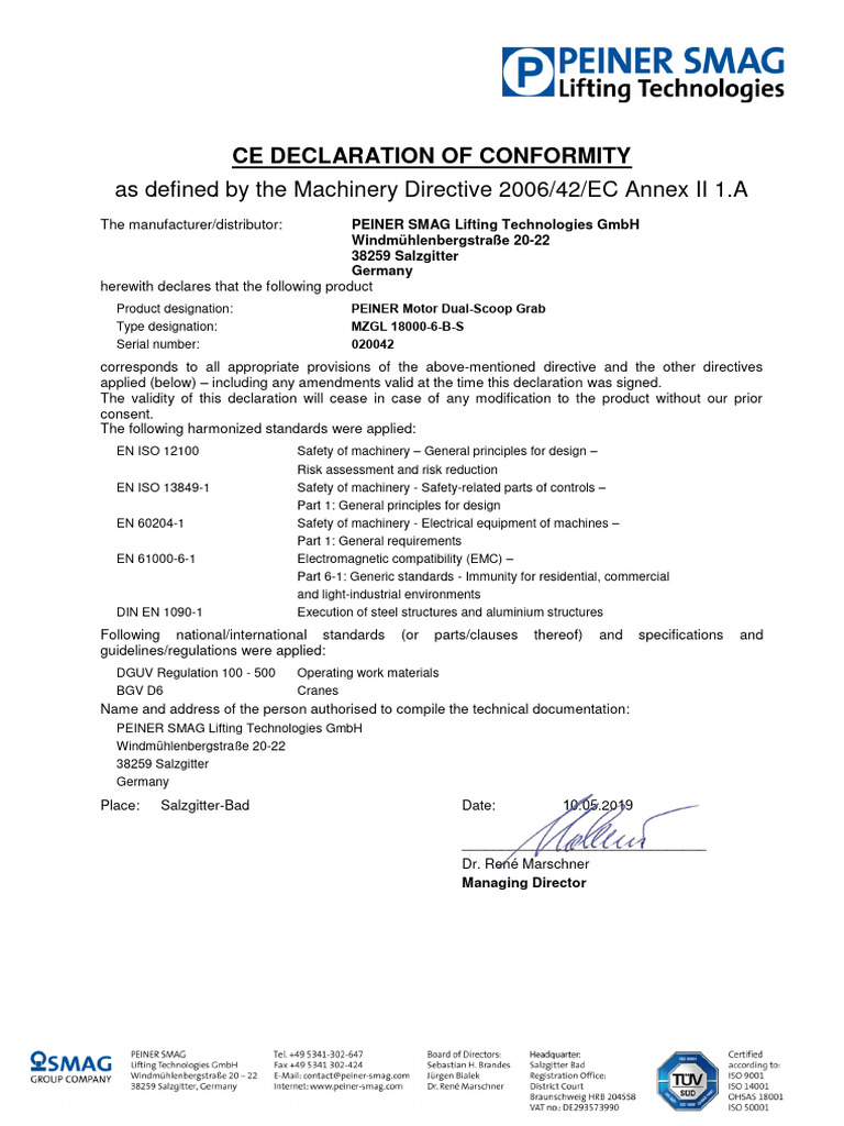 G AB045035 - CE Declaration | PDF | Technology & Engineering