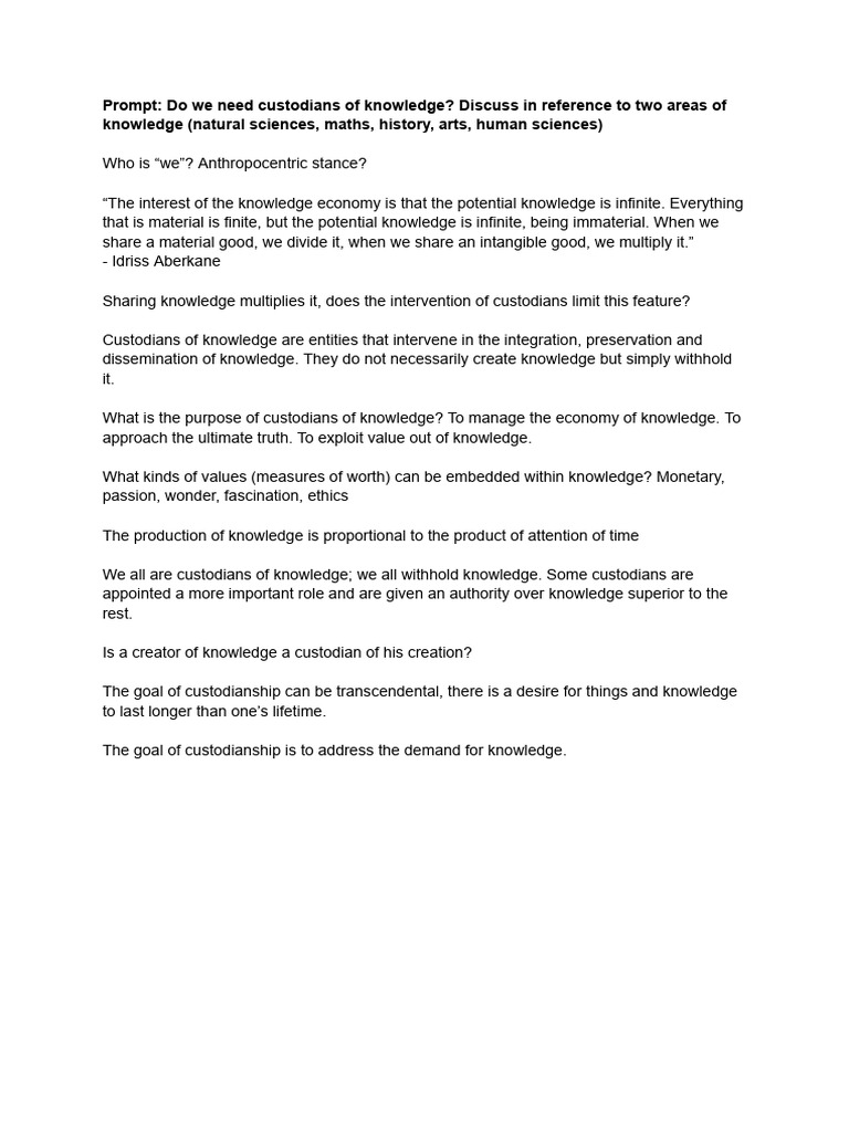 TOK Essay 2024 Prompt 5 Idea Bin PDF