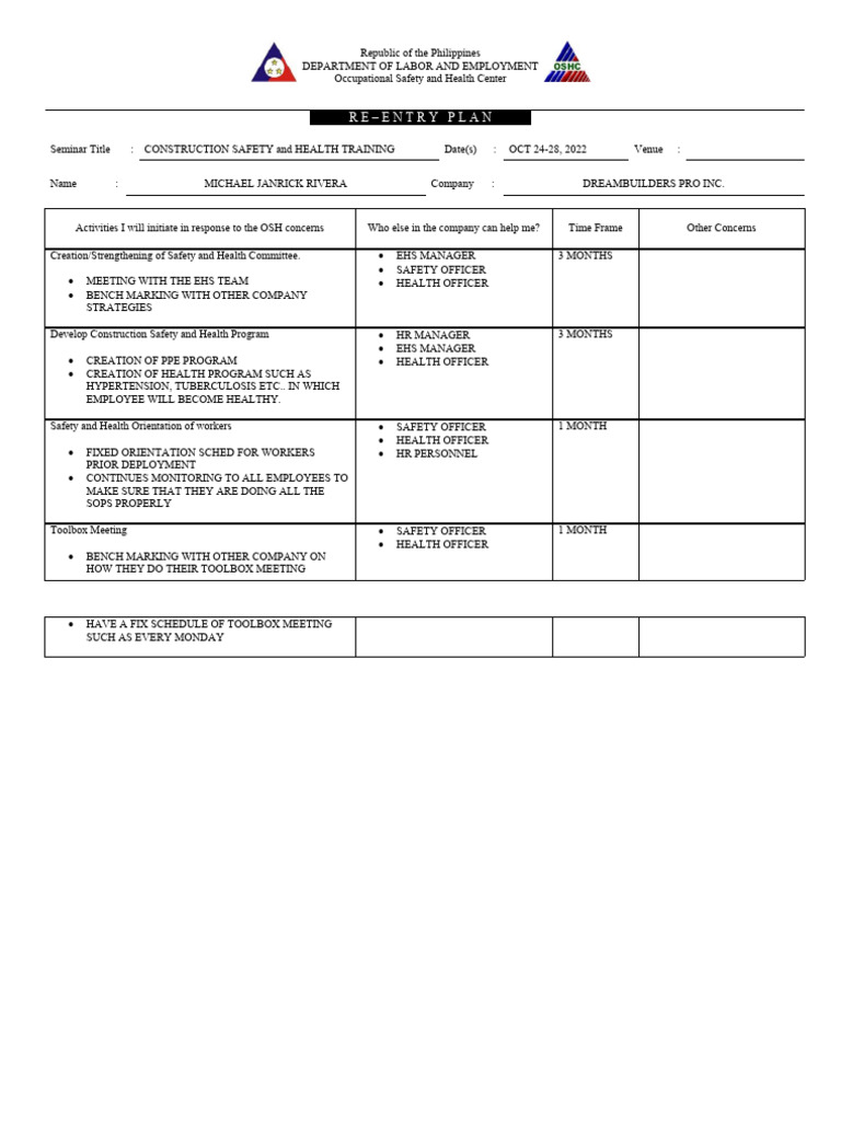 Construction Safety Training Plan | PDF