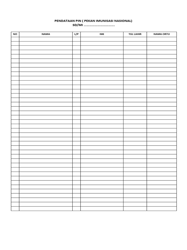 Form Pendataan PIN | PDF | Ilmu Sosial