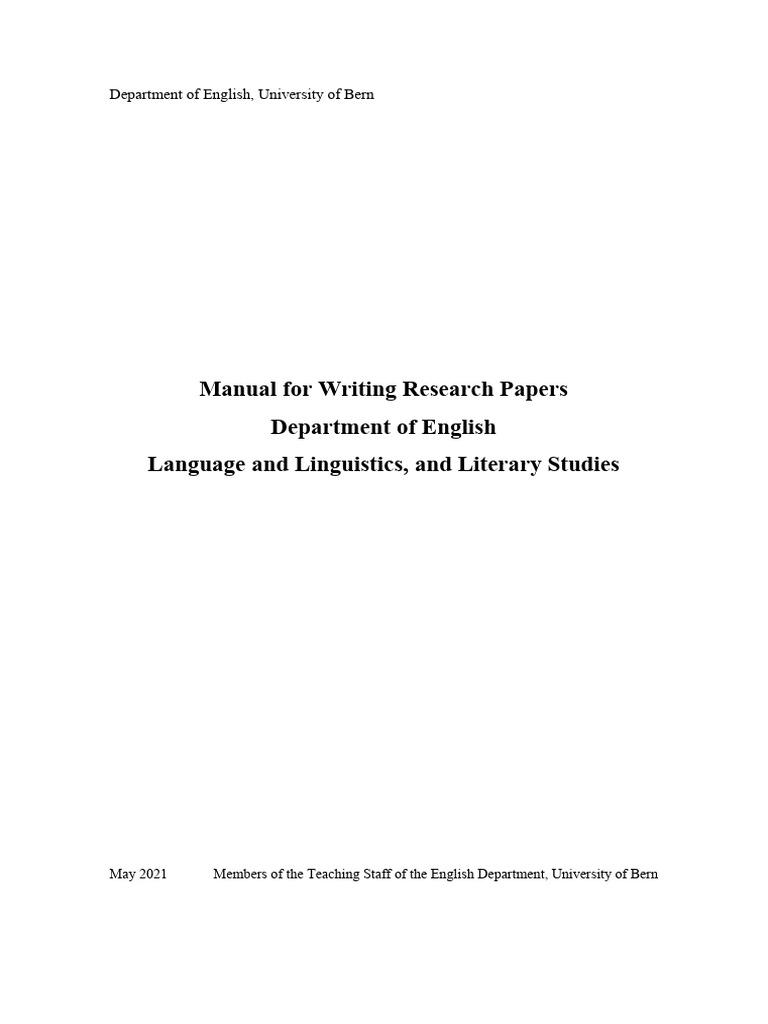 Manual For Writers of Research Papers (Only Lit. Sections) | PDF ...
