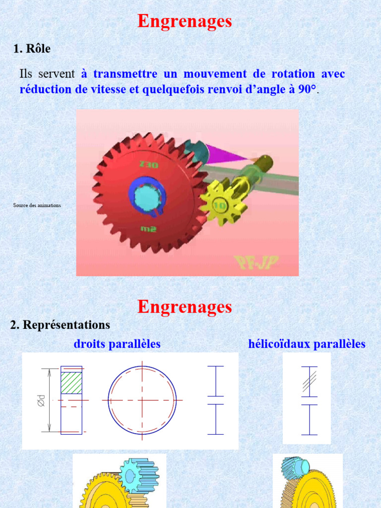 Introduction aux engrenages et calculs | PDF | Engrenage | Cinématique