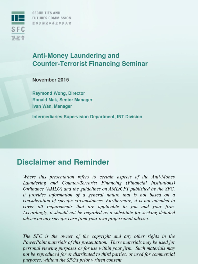 Training Seminar On Anti-Money Laundering and Counter - Terrorist ...