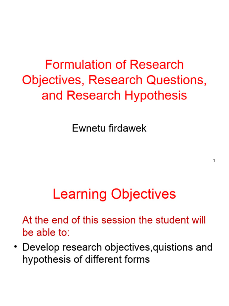 Formulation of research objectives questions hypothes pdf