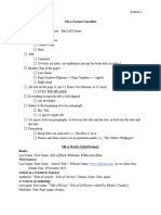 MLA Format Checklist