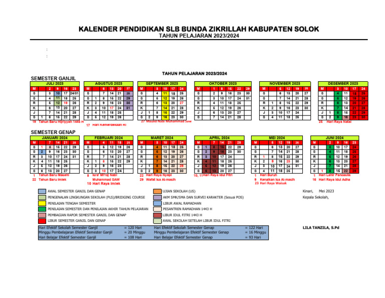 Kalender Pendidikan SLB BZ | PDF