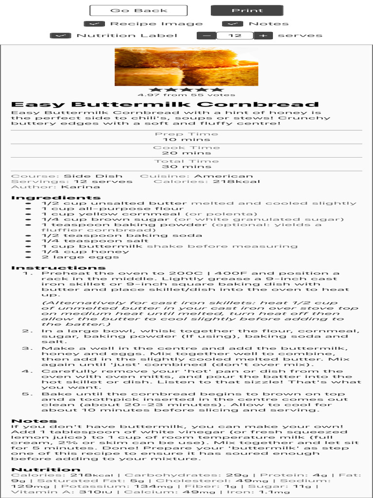 Easy Buttermilk Cornbread Cafe Delites PDF