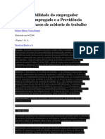 A Responsabilidade Do Empregador Perante o Empregado e A Previdência Social Nos Casos de Acidente de Trabalho