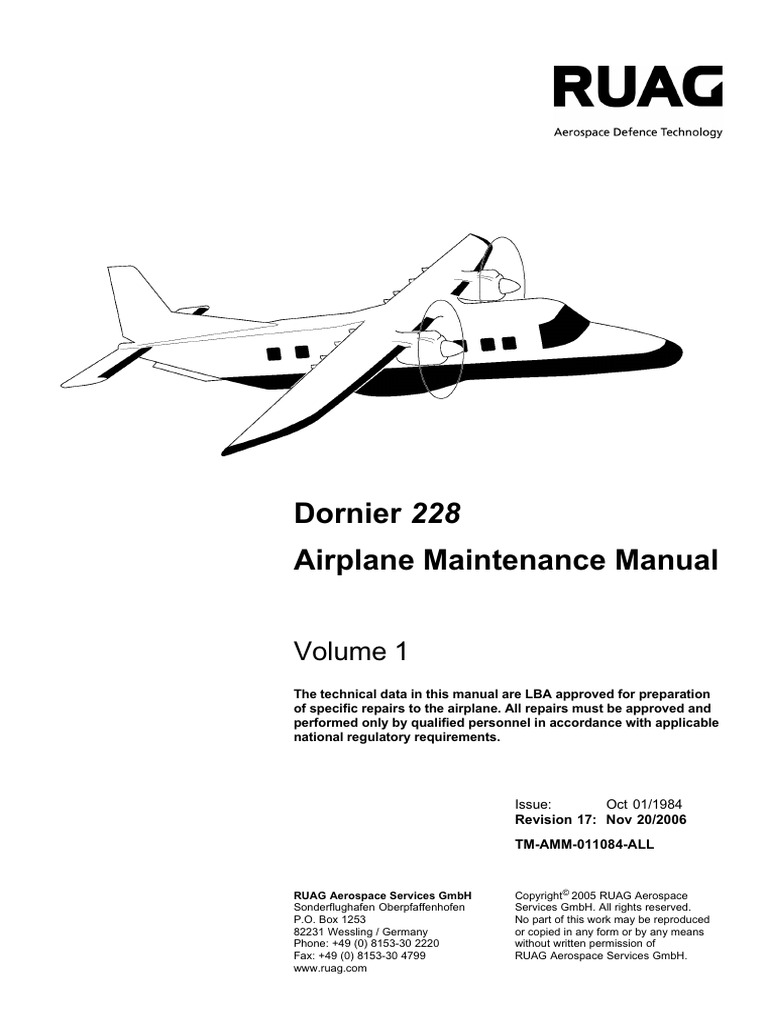 AMM - Do 228 Rev17 - Nov - 20 - 2006 | PDF | Lubricant | Adhesive