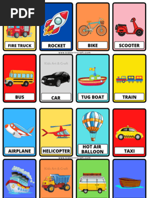 Vehicle Flashcards for Kids Free Printable