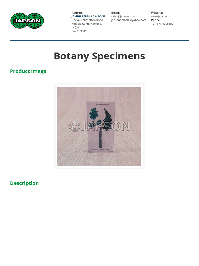 Botany Specimens PDF