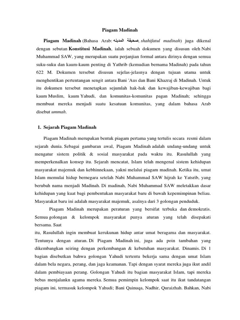 Piagam Madinah | PDF
