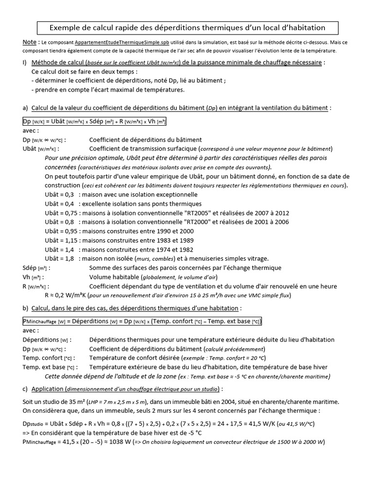 Calcul des déperditions thermiques maison PDF — free download