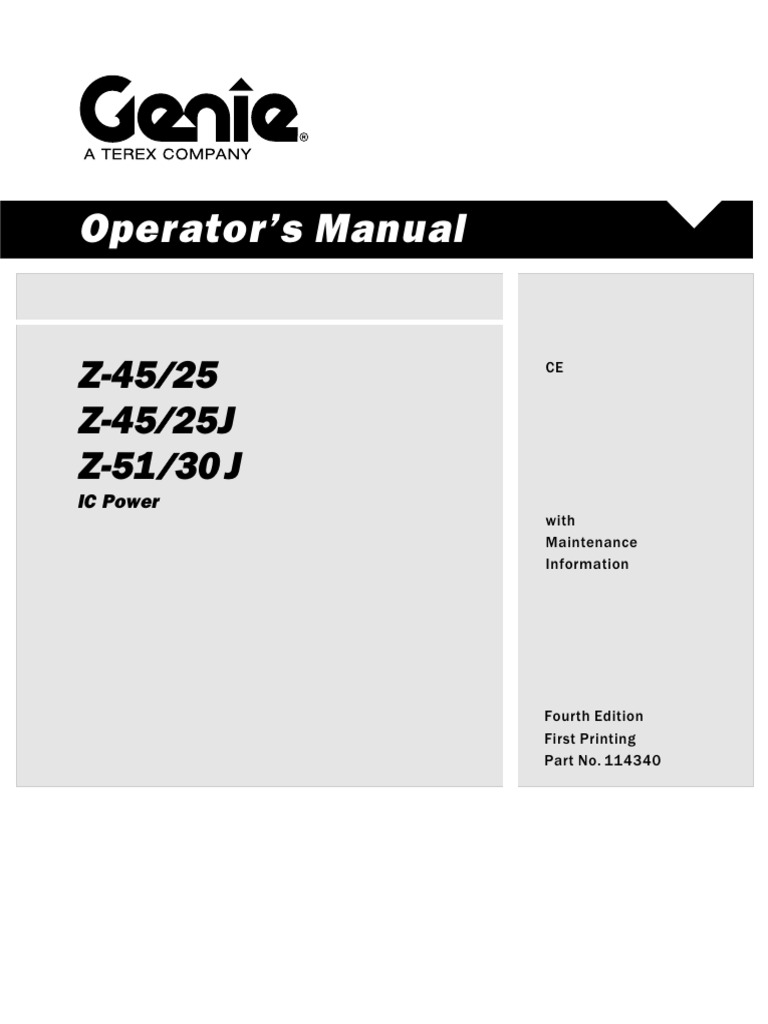 Genie Operators Manual-Z45-25 IC Diesel RT | PDF