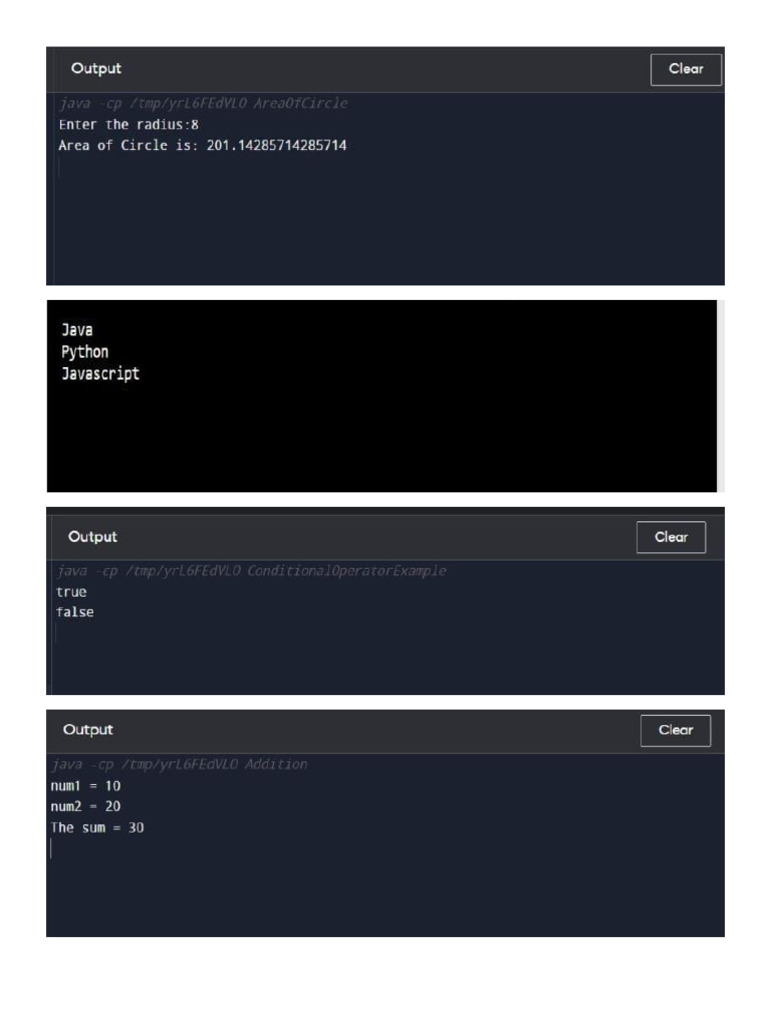 javaoutputs | PDF