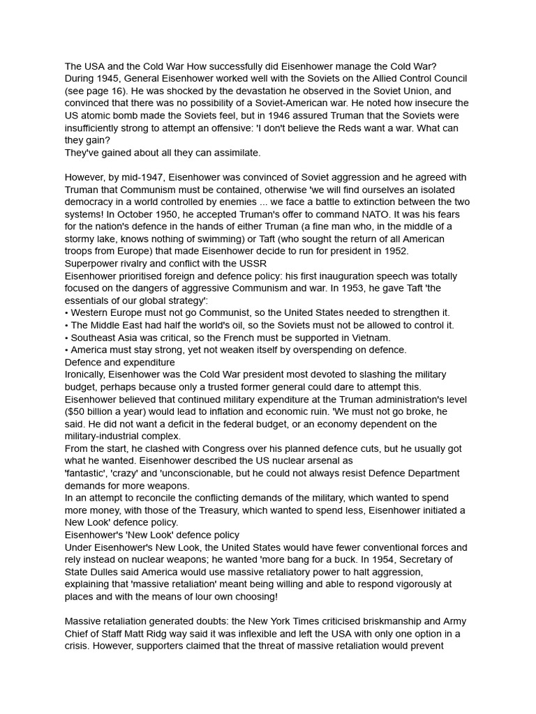 Eisenhower S Cold War Pdf Suez Crisis Dwight D Eisenhower