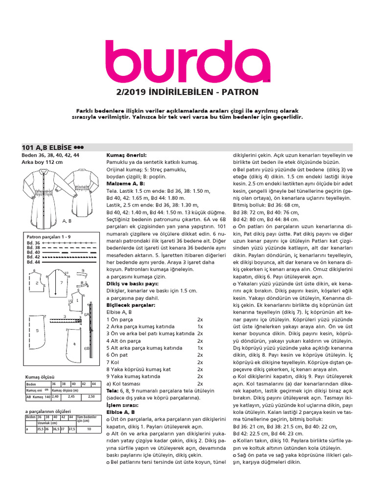 101-022019 Burda Pattern | PDF